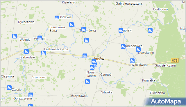mapa Janów powiat sokólski, Janów powiat sokólski na mapie Targeo