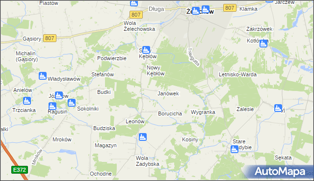 mapa Janówek gmina Żelechów, Janówek gmina Żelechów na mapie Targeo