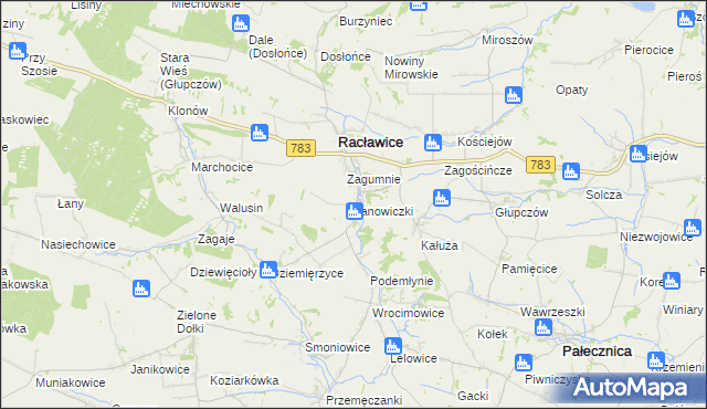 mapa Janowiczki gmina Racławice, Janowiczki gmina Racławice na mapie Targeo