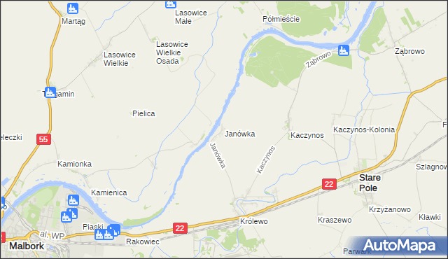 mapa Janówka gmina Stare Pole, Janówka gmina Stare Pole na mapie Targeo