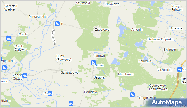 mapa Janowo gmina Jutrosin, Janowo gmina Jutrosin na mapie Targeo