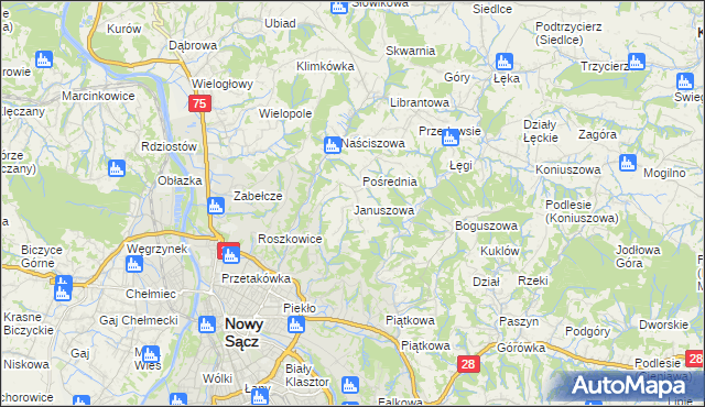 mapa Januszowa, Januszowa na mapie Targeo