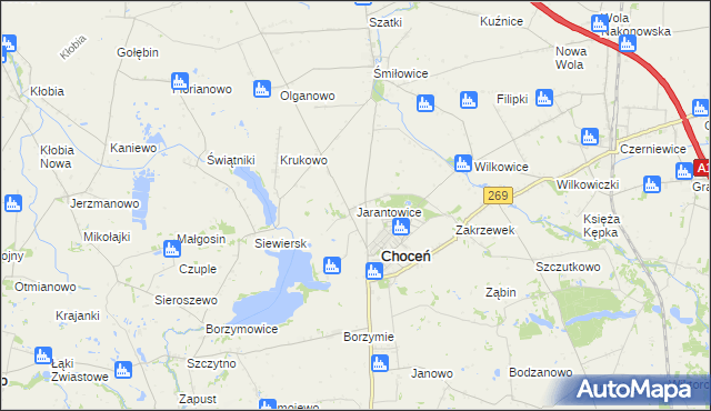 mapa Jarantowice gmina Choceń, Jarantowice gmina Choceń na mapie Targeo