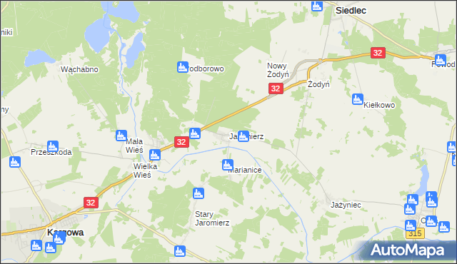 mapa Jaromierz gmina Siedlec, Jaromierz gmina Siedlec na mapie Targeo
