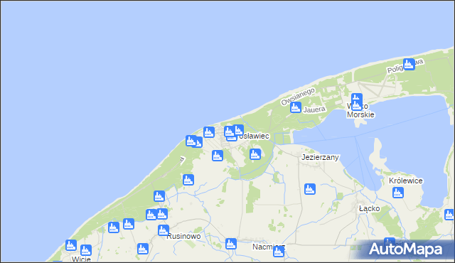 mapa Jarosławiec gmina Postomino, Jarosławiec gmina Postomino na mapie Targeo