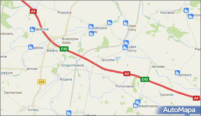 mapa Jarostów, Jarostów na mapie Targeo