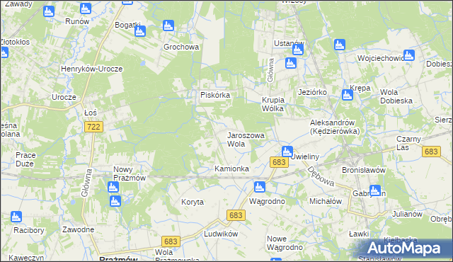 mapa Jaroszowa Wola, Jaroszowa Wola na mapie Targeo