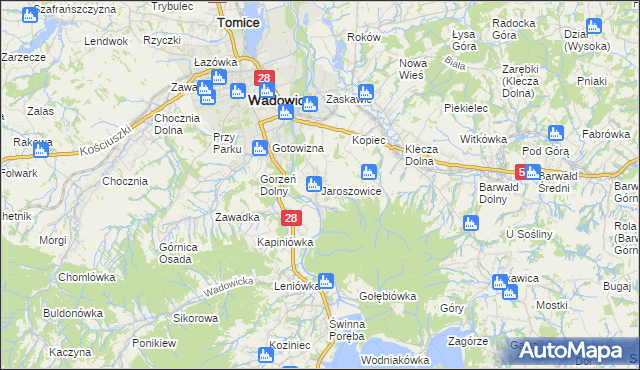 mapa Jaroszowice, Jaroszowice na mapie Targeo