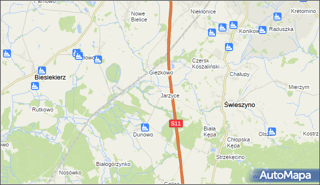 mapa Jarzyce, Jarzyce na mapie Targeo