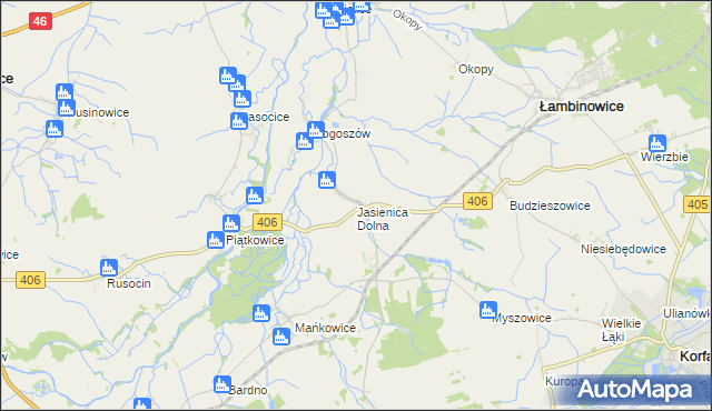 mapa Jasienica Dolna, Jasienica Dolna na mapie Targeo