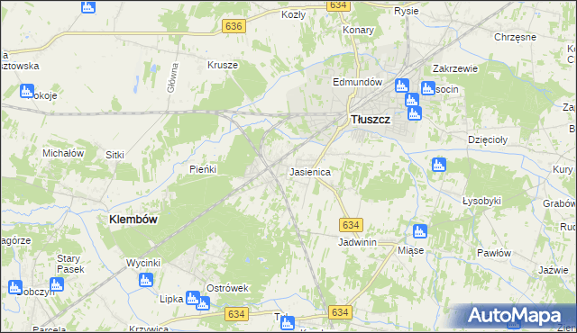 mapa Jasienica gmina Tłuszcz, Jasienica gmina Tłuszcz na mapie Targeo