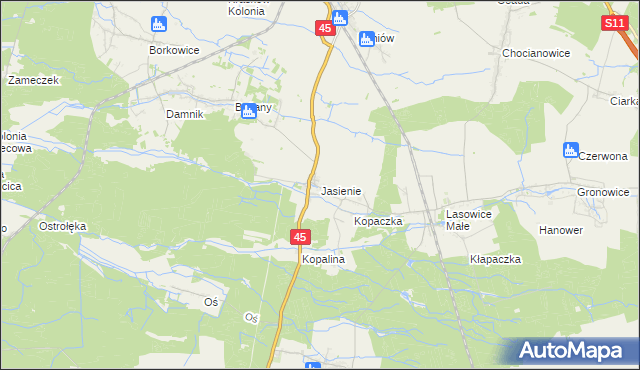 mapa Jasienie, Jasienie na mapie Targeo