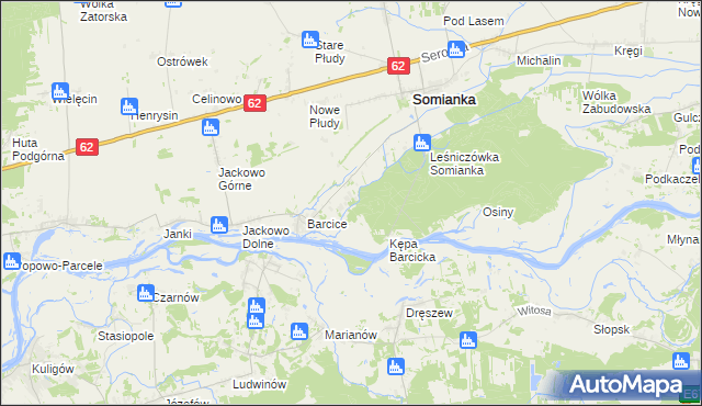 mapa Jasieniec gmina Somianka, Jasieniec gmina Somianka na mapie Targeo