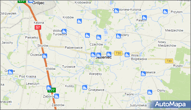 mapa Jasieniec powiat grójecki, Jasieniec powiat grójecki na mapie Targeo