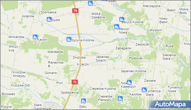 mapa Jasieniec Solecki, Jasieniec Solecki na mapie Targeo