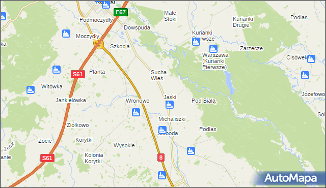 mapa Jaśki gmina Raczki, Jaśki gmina Raczki na mapie Targeo