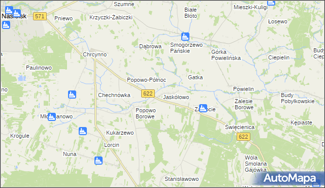 mapa Jaskółowo, Jaskółowo na mapie Targeo