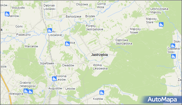 mapa Jastrzębia powiat radomski, Jastrzębia powiat radomski na mapie Targeo