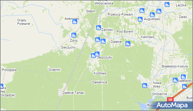 mapa Jaszczułty, Jaszczułty na mapie Targeo