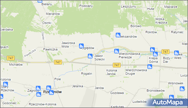 mapa Jawor Solecki, Jawor Solecki na mapie Targeo