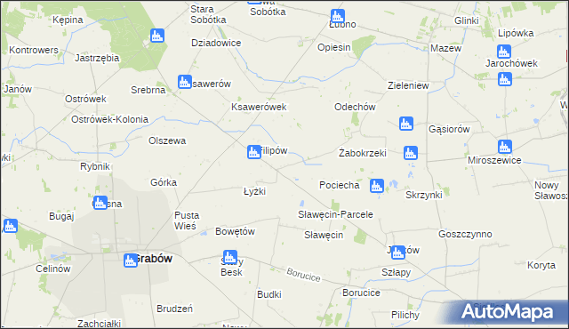 mapa Jaworów gmina Grabów, Jaworów gmina Grabów na mapie Targeo
