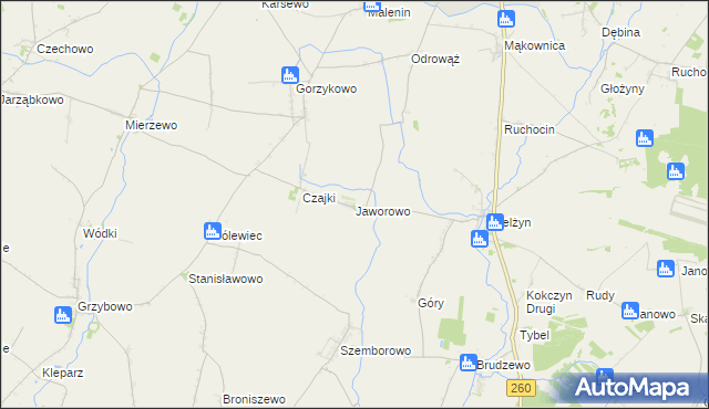 mapa Jaworowo gmina Witkowo, Jaworowo gmina Witkowo na mapie Targeo
