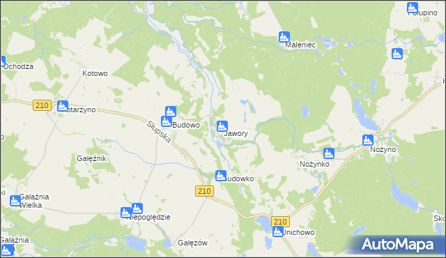 mapa Jawory gmina Dębnica Kaszubska, Jawory gmina Dębnica Kaszubska na mapie Targeo