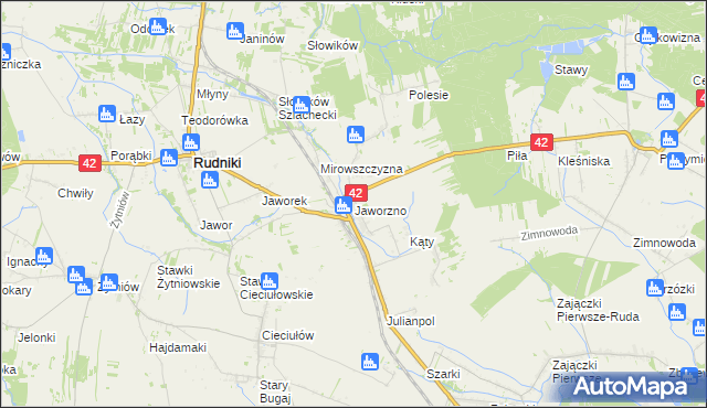 mapa Jaworzno gmina Rudniki, Jaworzno gmina Rudniki na mapie Targeo