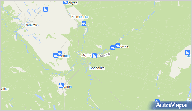 mapa Jaźwiny gmina Drawno, Jaźwiny gmina Drawno na mapie Targeo