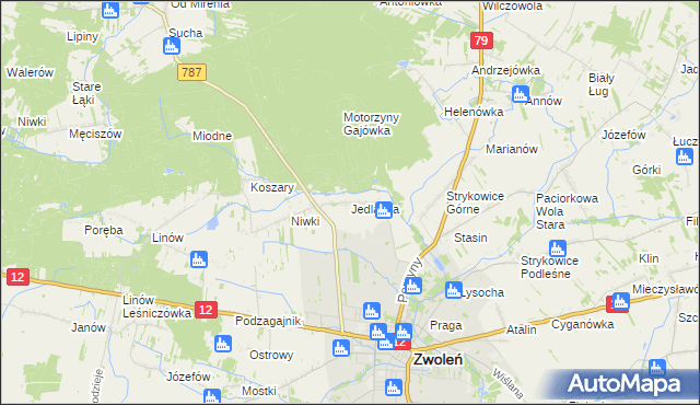 mapa Jedlanka gmina Zwoleń, Jedlanka gmina Zwoleń na mapie Targeo