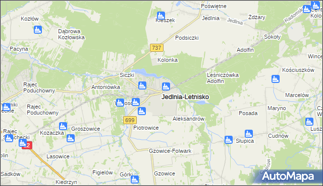 mapa Jedlnia-Letnisko, Jedlnia-Letnisko na mapie Targeo