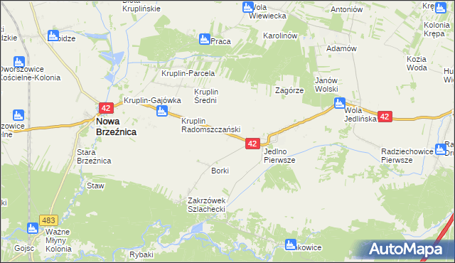mapa Jedlno Drugie, Jedlno Drugie na mapie Targeo