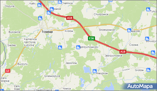 mapa Jędrzychowiczki, Jędrzychowiczki na mapie Targeo