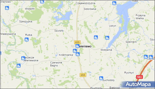 mapa Jeleniewo, Jeleniewo na mapie Targeo