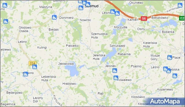 mapa Jeleńska Huta, Jeleńska Huta na mapie Targeo