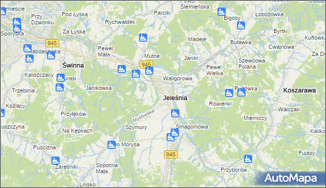 mapa Jeleśnia, Jeleśnia na mapie Targeo