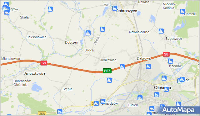 mapa Jenkowice gmina Oleśnica, Jenkowice gmina Oleśnica na mapie Targeo