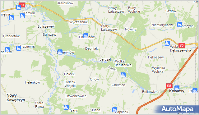 mapa Jeruzal gmina Kowiesy, Jeruzal gmina Kowiesy na mapie Targeo