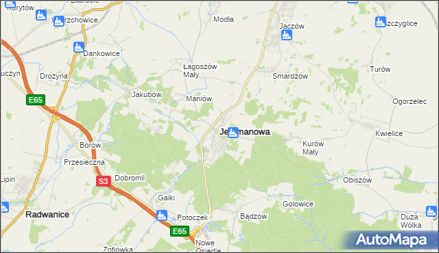 mapa Jerzmanowa, Jerzmanowa na mapie Targeo