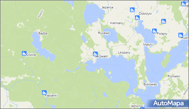 mapa Jerzwałd, Jerzwałd na mapie Targeo
