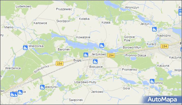 mapa Jerzykowo gmina Pobiedziska, Jerzykowo gmina Pobiedziska na mapie Targeo