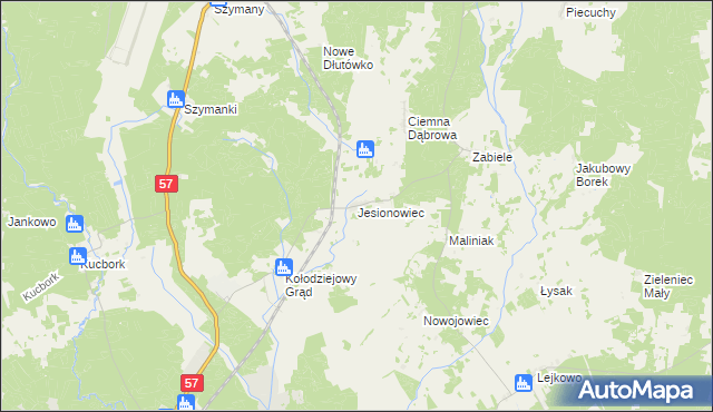 mapa Jesionowiec, Jesionowiec na mapie Targeo