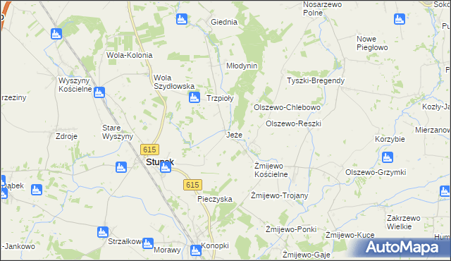 mapa Jeże gmina Stupsk, Jeże gmina Stupsk na mapie Targeo