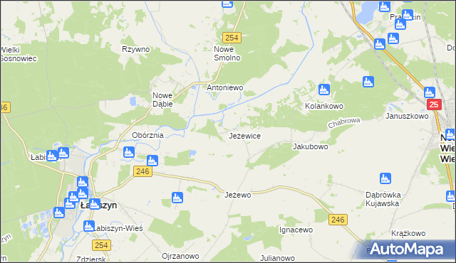 mapa Jeżewice gmina Łabiszyn, Jeżewice gmina Łabiszyn na mapie Targeo