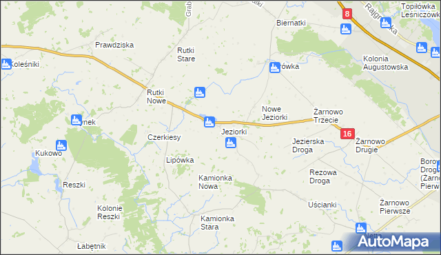 mapa Jeziorki gmina Augustów, Jeziorki gmina Augustów na mapie Targeo