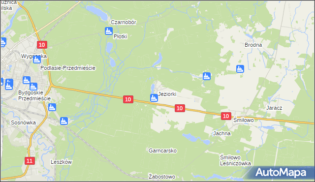 mapa Jeziorki gmina Kaczory, Jeziorki gmina Kaczory na mapie Targeo