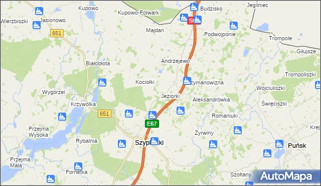 mapa Jeziorki gmina Szypliszki, Jeziorki gmina Szypliszki na mapie Targeo