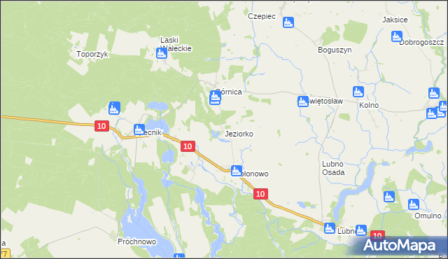 mapa Jeziorko gmina Wałcz, Jeziorko gmina Wałcz na mapie Targeo