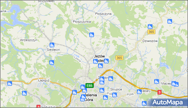 mapa Jeżów Sudecki, Jeżów Sudecki na mapie Targeo