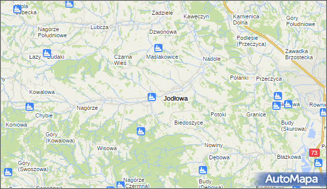 mapa Jodłowa, Jodłowa na mapie Targeo